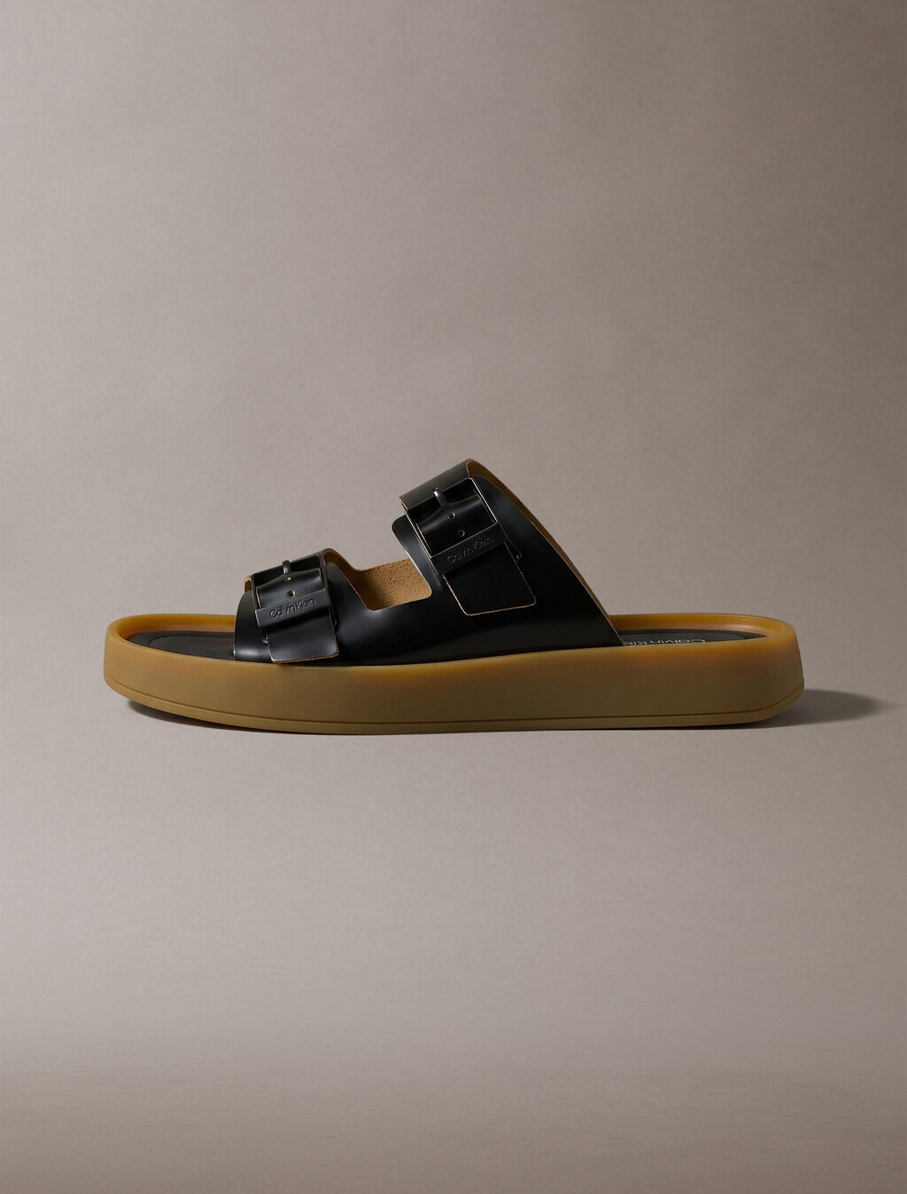 CK Milo 皮革扣環涼鞋, Black/Honey, hi-res