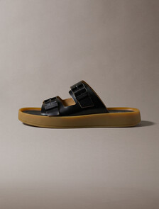CK Milo 皮革扣環涼鞋, Black/Honey, hi-res