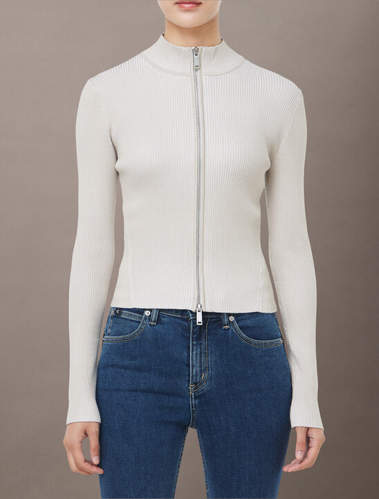 Sculpted Knit Zip Up Cardigan