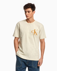 REIMAGINED NATURE FLOCKED LOGO RELAXED TEE, Eggshell, hi-res