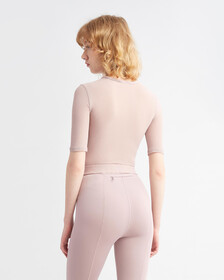 Effect Cropped Gym T-Shirt, GRAY ROSE, hi-res