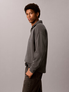 Relaxed Graphic Logo Quarter Zip Sweatshirt, Volcanic Ash, hi-res
