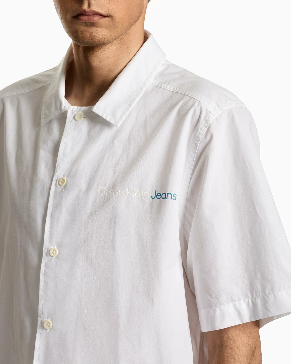 濺水效果攝影圖案裇衫, Bright White, hi-res