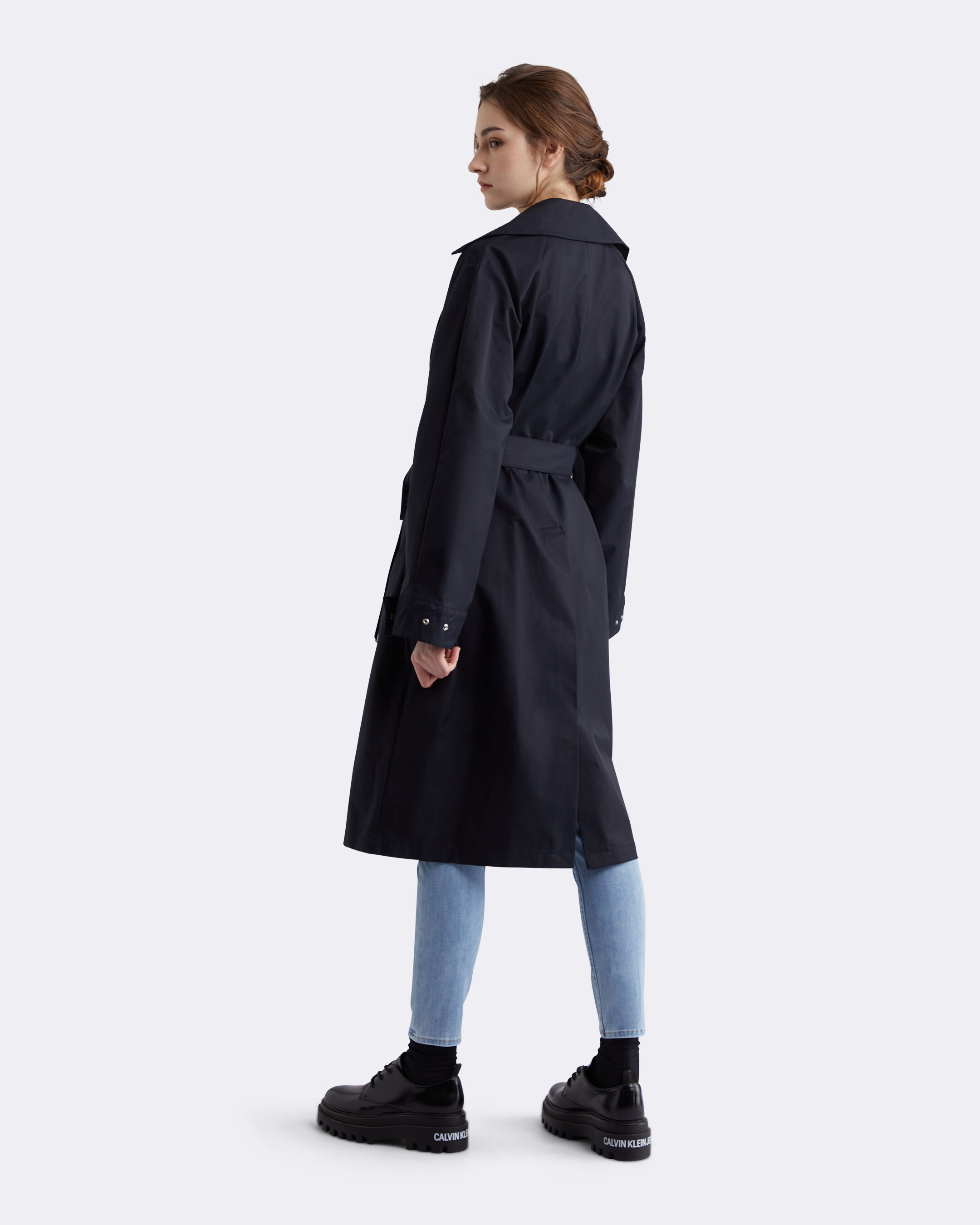 Calvin klein black trench coat sale