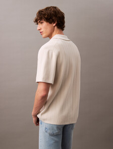 Jacquard Mesh Short Sleeve Shirt, Silver Birch, hi-res