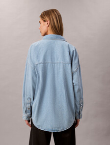 Cotton Linen Denim Shirt, AARON INDIGO, hi-res