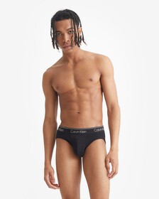 ATHLETIC COTTON 2 PACK HIP BRIEFS, BLACK/GREY HEATHER, hi-res