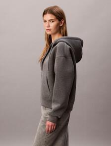 Oversized  Jersey Zip Up Hoodie, Med Grey Heather, hi-res