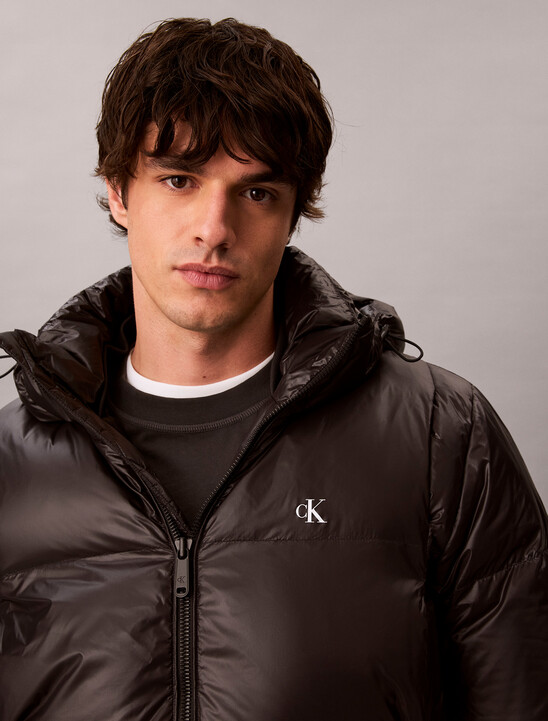 Glossy Down Puffer Jacket With Detachable Hood