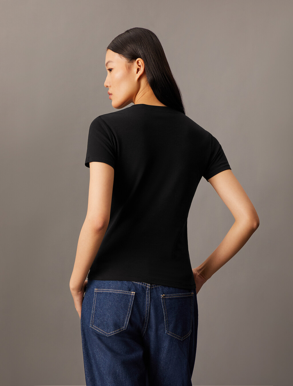 Refined Cotton Jersey Slim Tee, Black, hi-res