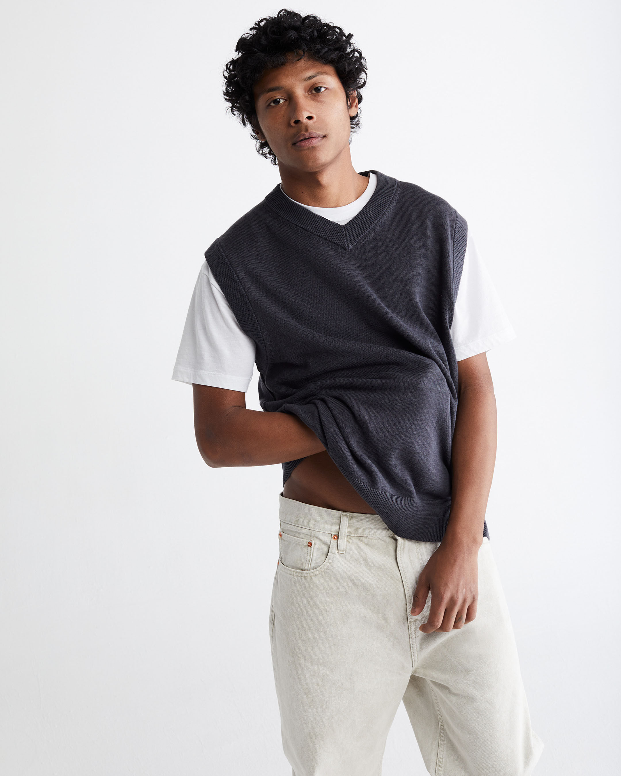 white v neck vest top