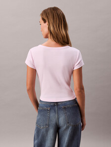 Cotton Stretch Rib Baby Tee, Pearly Pink, hi-res