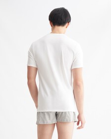 MODERN COTTON 彈性圓領 T 裇 2 件裝, White/White, hi-res