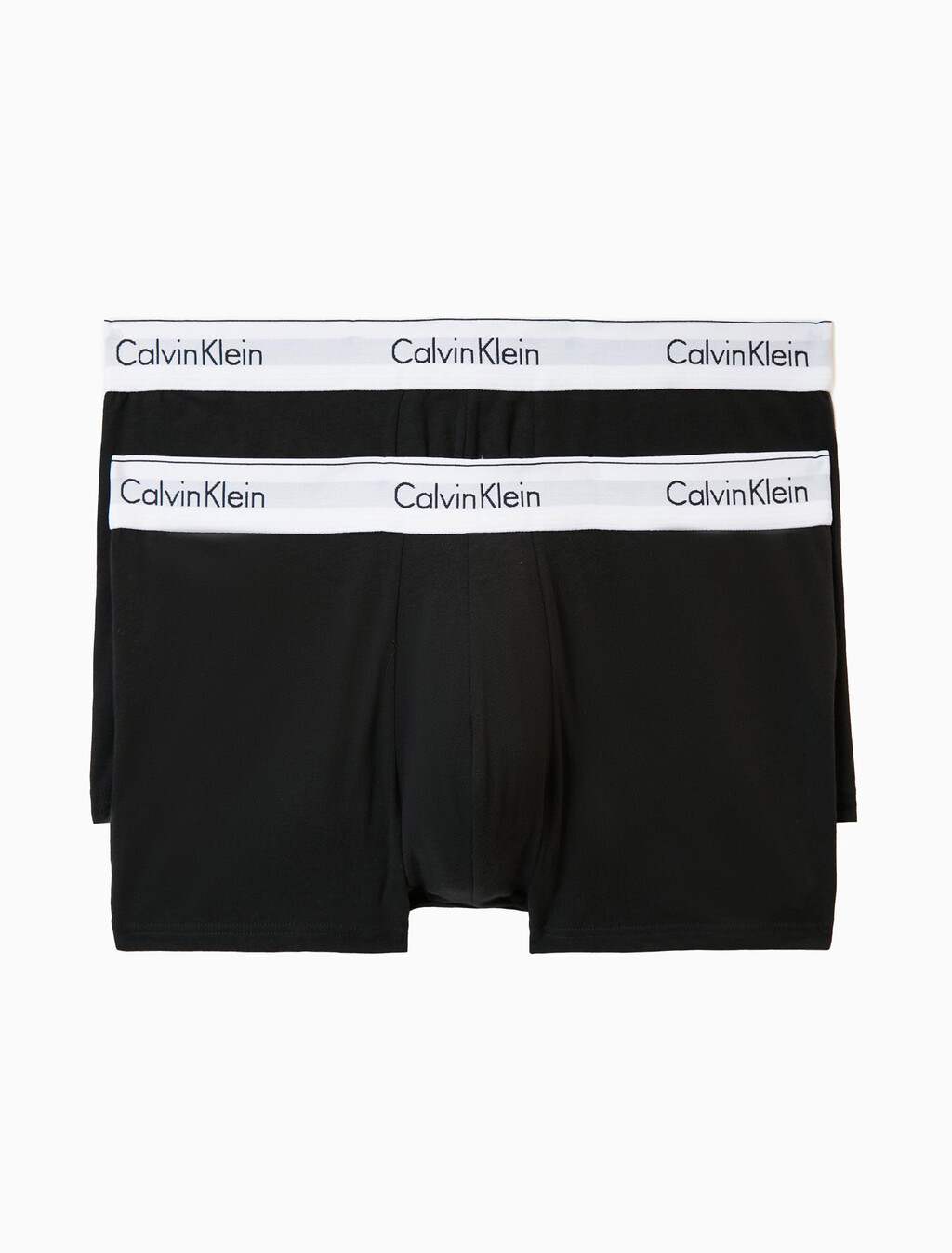 Calvin Klein Icon Cotton 彈力貼身短版四角褲（2 件組）, Black/Black, hi-res