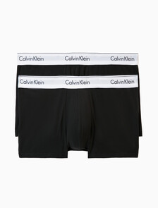 Calvin Klein Icon Cotton 彈力貼身短版四角褲（2 件組）, Black/Black, hi-res