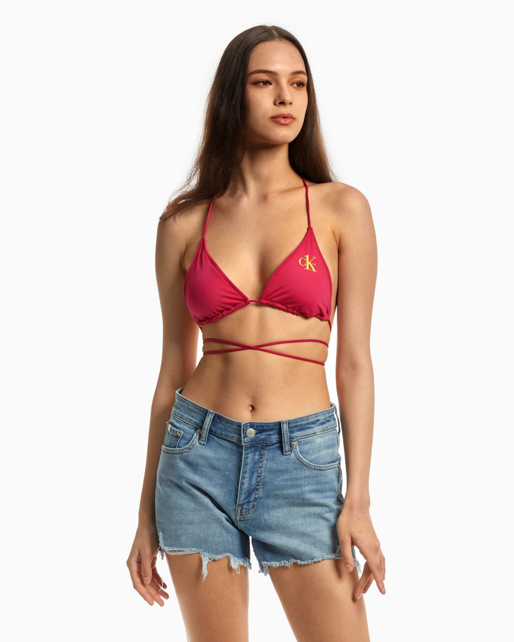 CK One Triangle Bikini Top, Royal Pink, hi-res