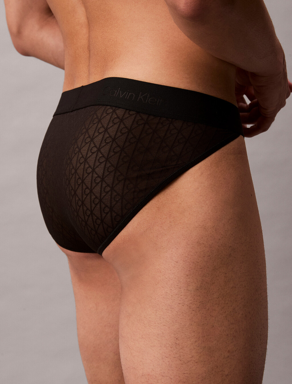 三角內褲 - Microfibre Lace, Black, hi-res