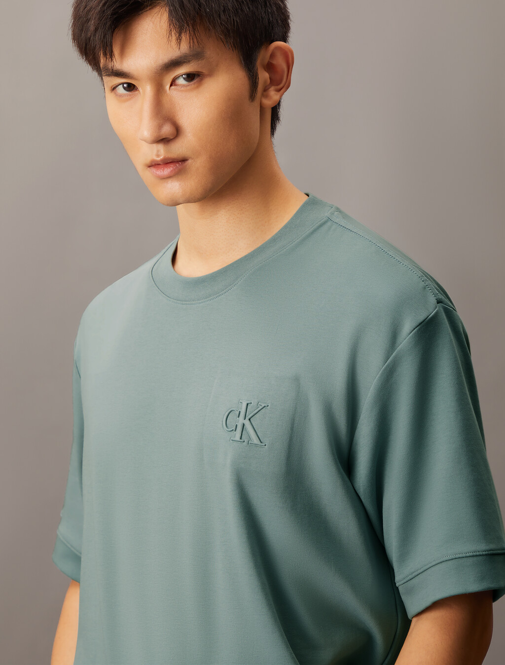 Embossed Monogram Interlock Tee, Lead, hi-res