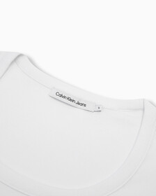 Logo Tape Rib Knit Cropped Tee, Bright White, hi-res