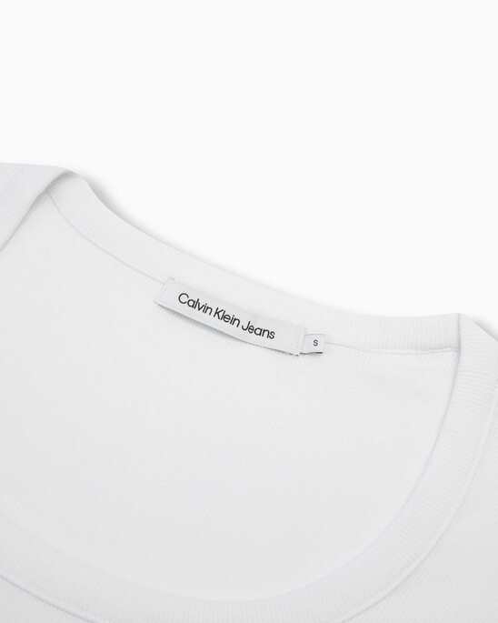 Logo Tape Rib Knit Cropped Tee