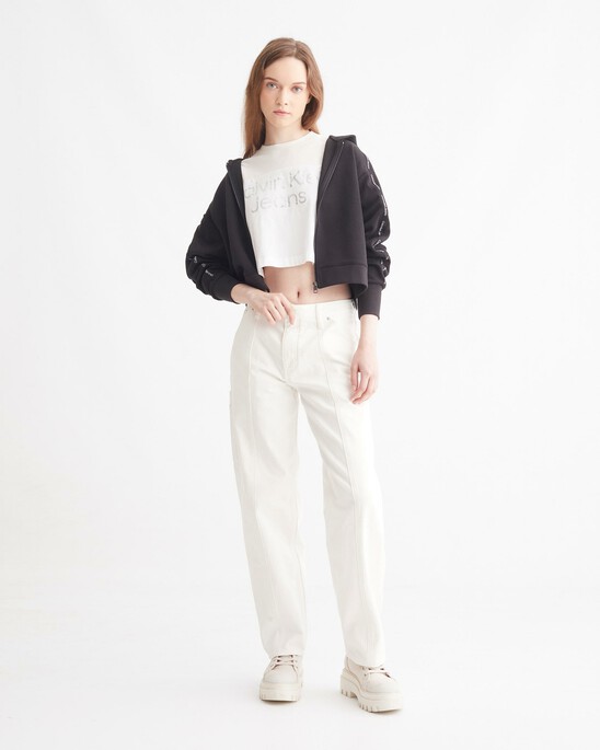 LOGO TAPE CROPPED ZIP THRU HOODIE