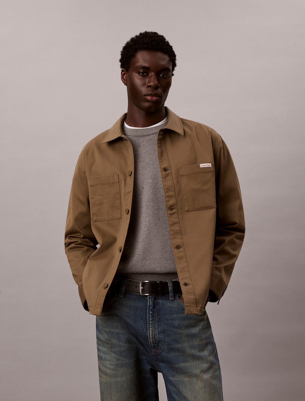 寬版棉質襯衫式外套, Capers, hi-res