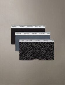 Cotton Stretch Balance Low Rise Trunks 3 Pack, BLACK/MONOGRAM OUTLINE BLACK/TURBULENCE, hi-res