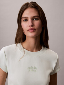 Slim Cropped Logo T-shirt, Phantom Green, hi-res