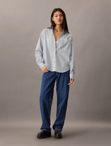 透氣 Monogram 寬鬆襯衫, 19454 CHAMBRAY BLUE/ WHITE/ NIGHT SKY STRIPE+chamb, hi-res