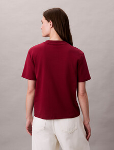 Premium Cotton Mock Neck Tee, Magenta Jewel, hi-res