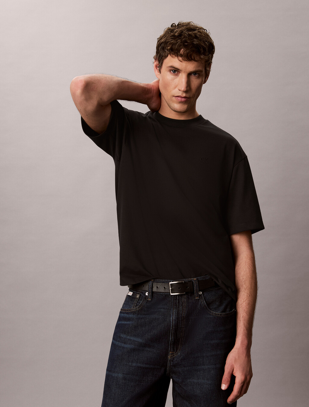 Cooling Relaxed Back Monogram Tee, Black, hi-res