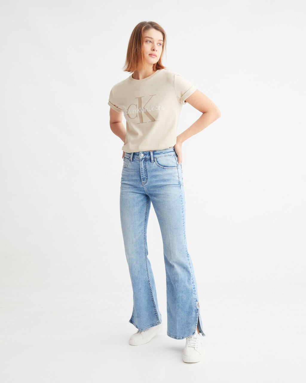 37.5 HIGH RISE FLARE JEANS, Light Blue Split Tab, hi-res