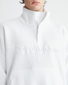 超寬鬆半拉鍊運動衫, Bright White, hi-res