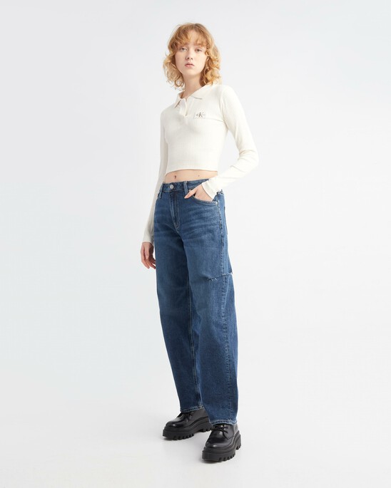 SMALL LOGO BADGE RIB KNIT TOP