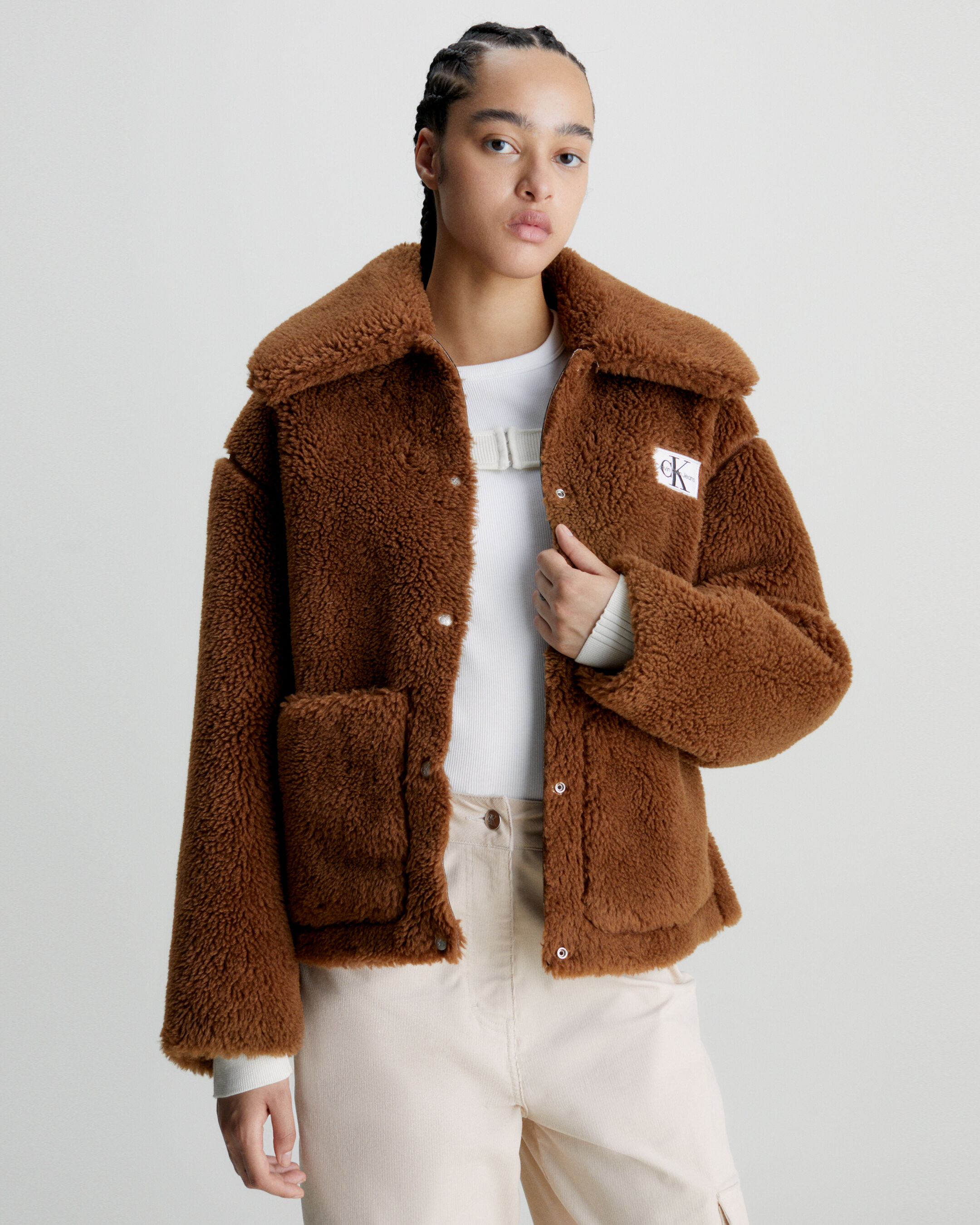 Relaxed Bonded Sherpa Jacket brown Calvin Klein Hong Kong