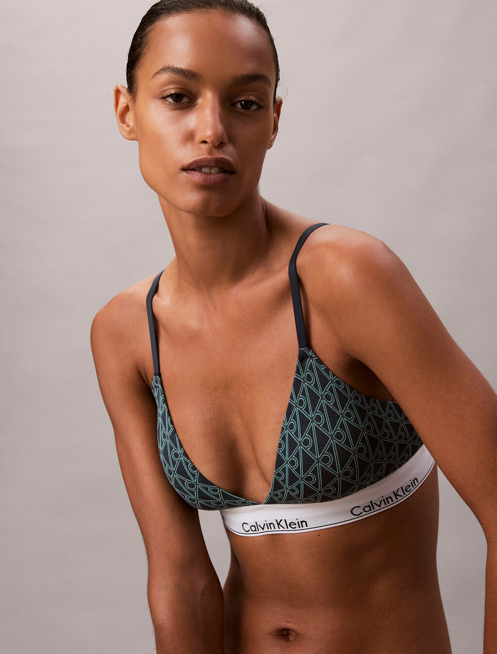 Lightly Lined Triangle Bralette - Icon Cotton Modal, BIJOU MODERN EMBLEM OUTLINE+STRATIFIED SEA, hi-res