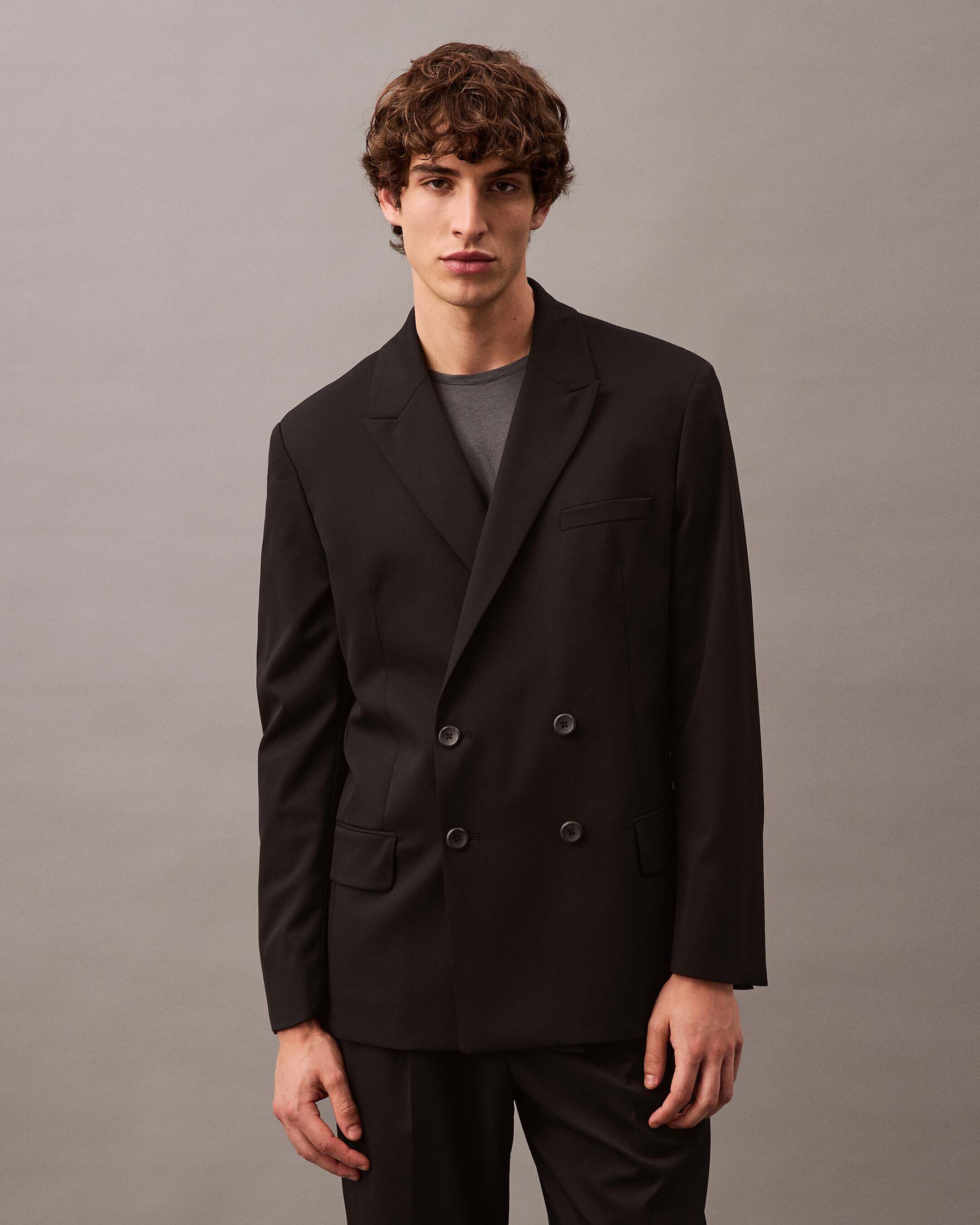Wool Double Breasted Blazer black Calvin Klein Hong Kong
