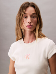 Slim Cropped Monogram T-shirt, Sweet Corn, hi-res