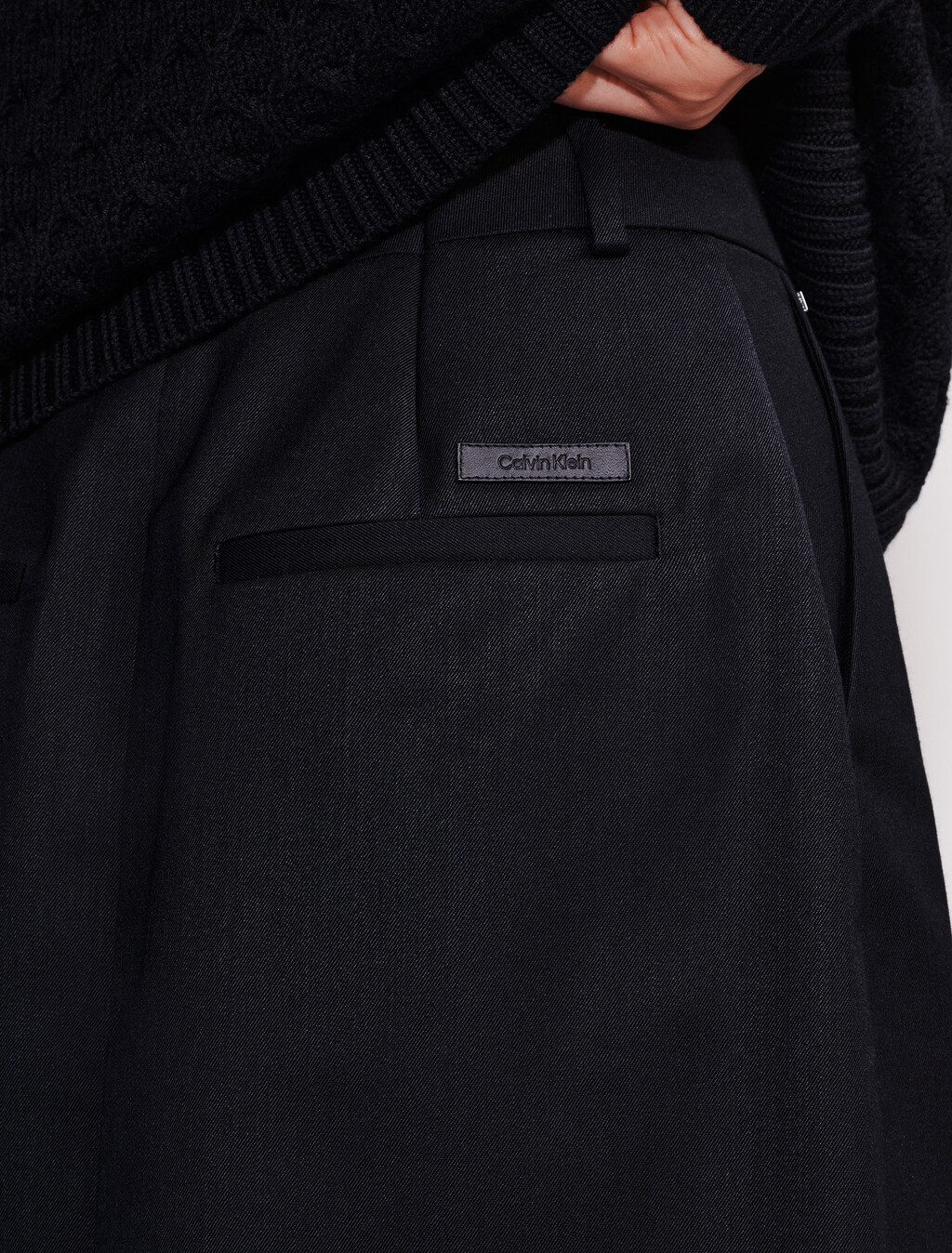 Wool Blend Tailored Skirt, Black, hi-res