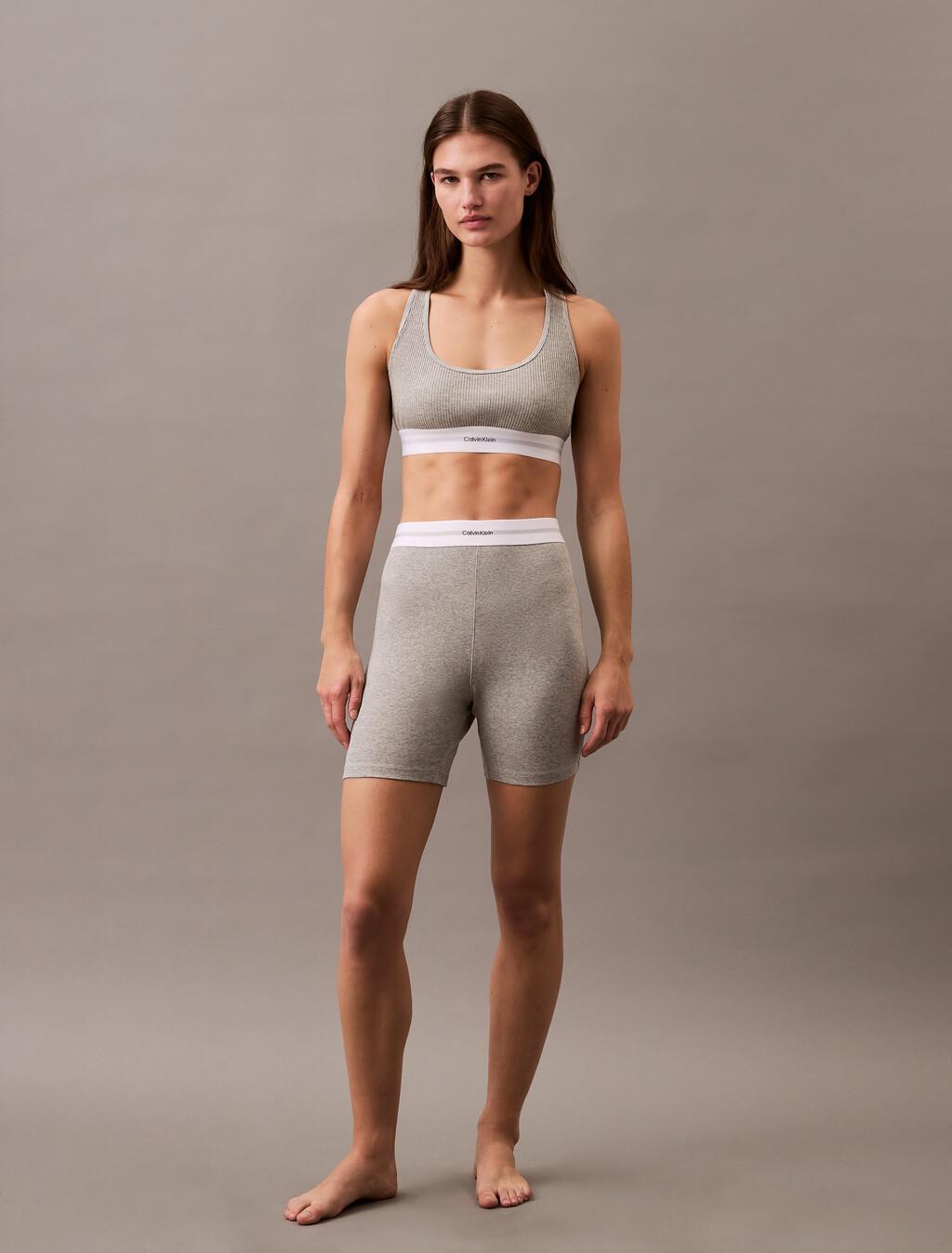 Cotton Stretch Rib Bike Shorts, B10 Grey Heather, hi-res