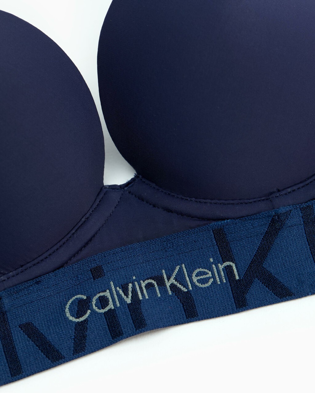 Embossed Icon Micro Push Up Plunge Bra, BLUE SHADOW, hi-res