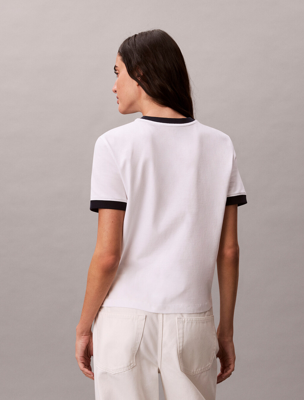 經典標誌寬版滾邊 T 恤, Bright White, hi-res