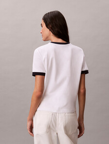 經典標誌寬版滾邊 T 恤, Bright White, hi-res