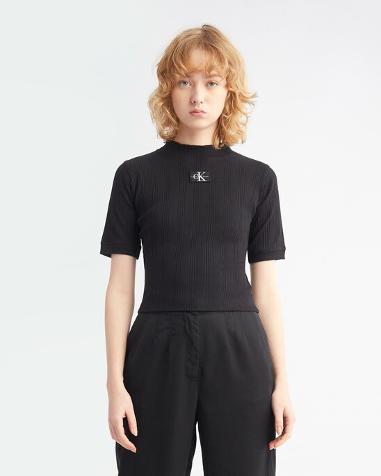 SMALL LOGO BADGE RIB KNIT TOP