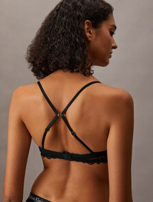 CK Black 幾何風蕾絲托高深 V 胸圍, Black, hi-res