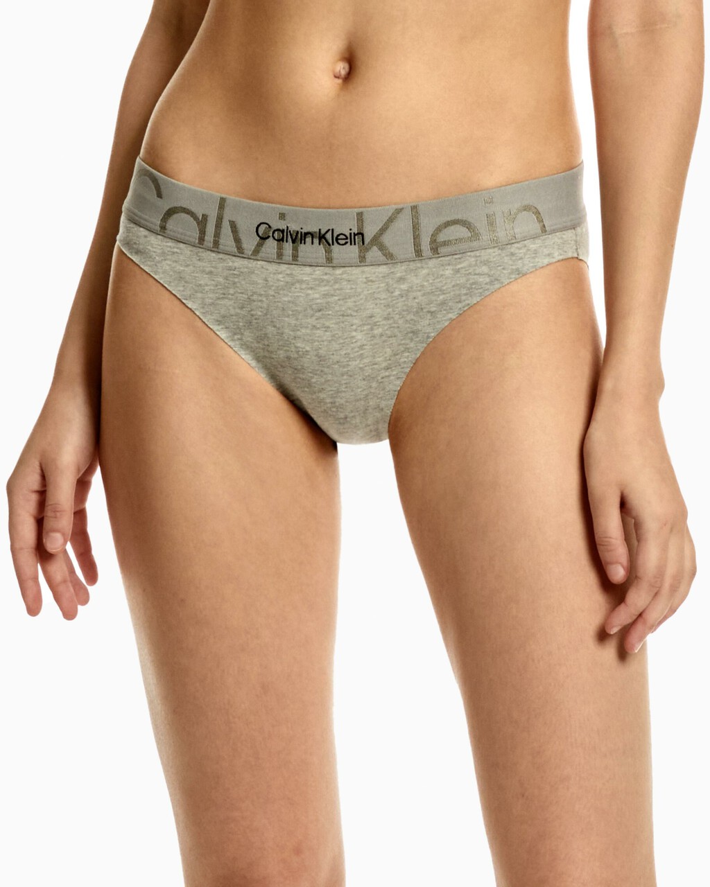 EMBOSSED ICON COTTON BIKINI, Grey Heather, hi-res