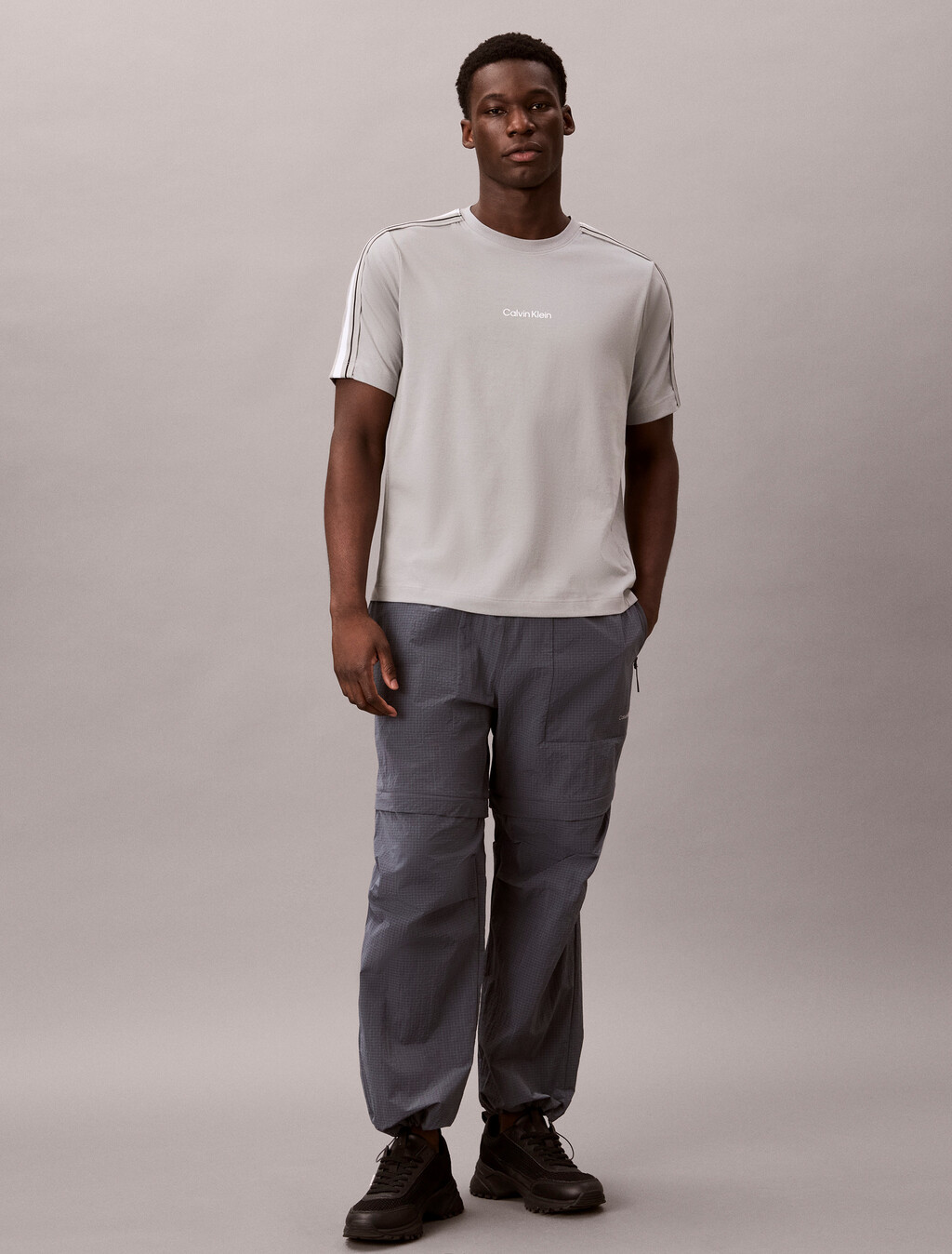 棉質混紡健身 T 恤, Neutral Gray, hi-res