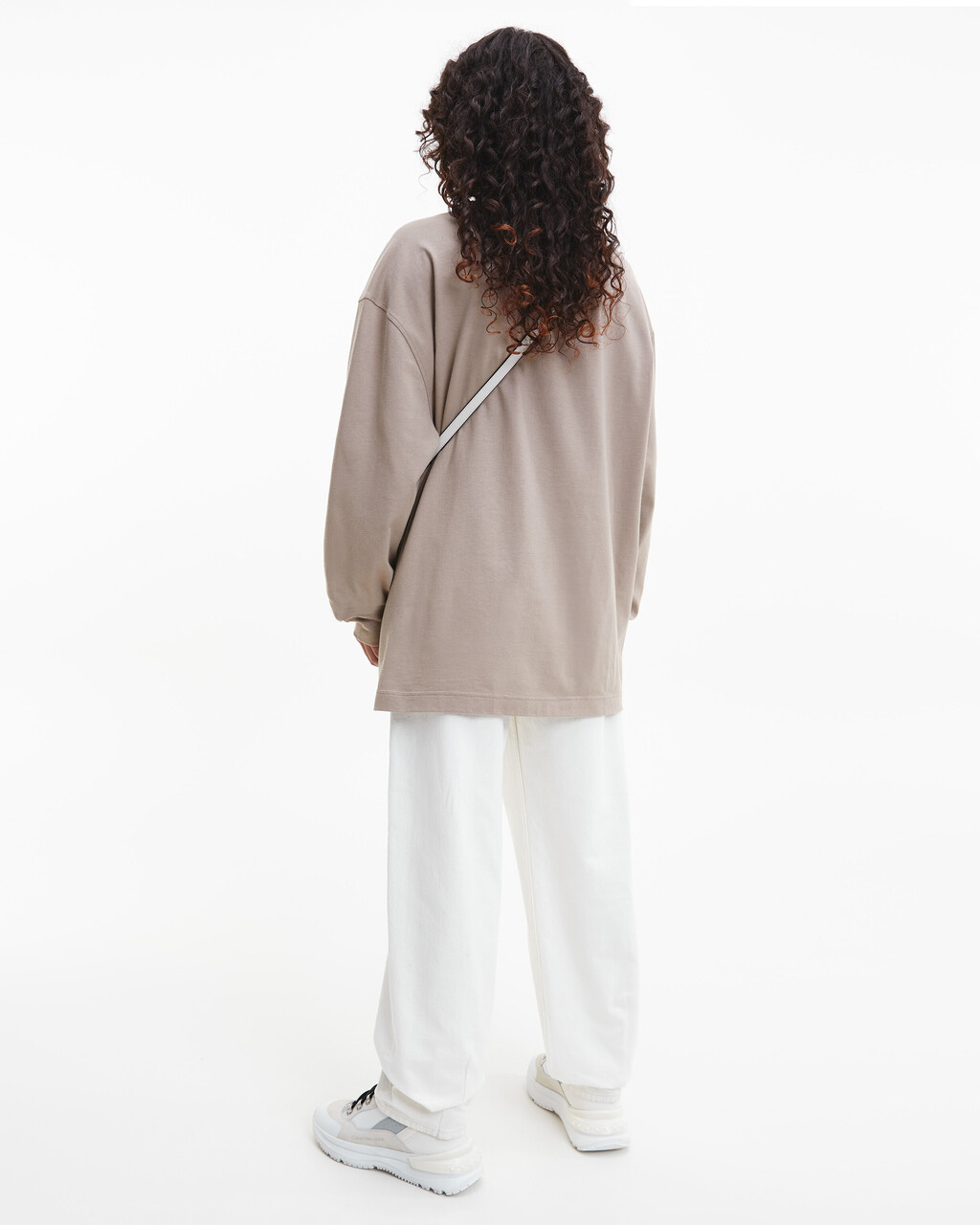 Gender Netural Monogram Long Sleeve Tee, Perfect Taupe, hi-res