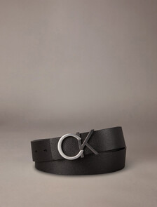 CK 高級雙面腰帶, Black/Gray Pinstripe, hi-res