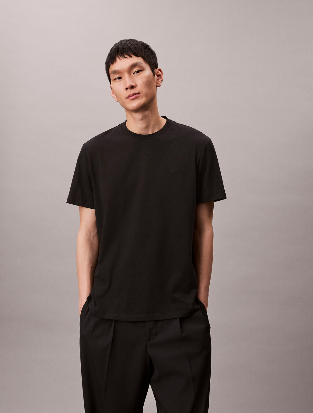 純色 Liquid Touch 液感圓領 T 恤, Black, hi-res